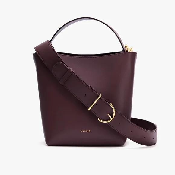 NWT CUYANA Mini Linea Bucket Bag in PLUM Smooth Leather - Picture 10 of 12